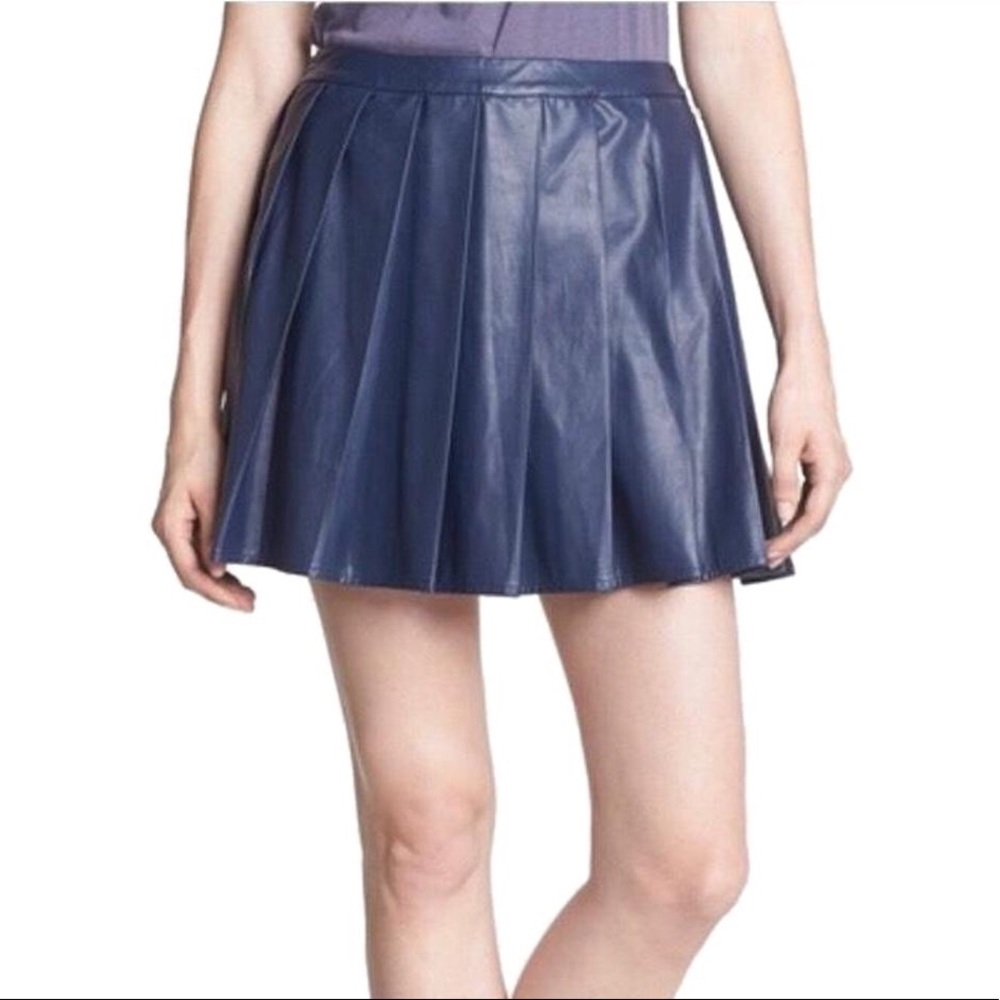 ASTR Pleated Navy Blue Mini Skirt